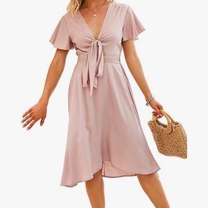 Blush Pink Tie Front Dress
